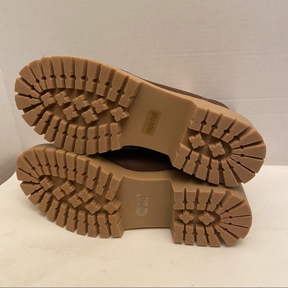 New in box Madden Girl lodge cognac chunky boots sz 10 with animal print laces - Picture 6 of 13